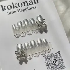 現品のみ!!ネイルチップ 蝶々ネイル ワンホンネイル シンプルネイル ラメギャル