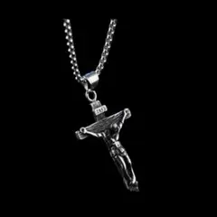 【N071】ネックレス　アクセサリー　シルバー　クロス　十字架　メンズ　お洒落