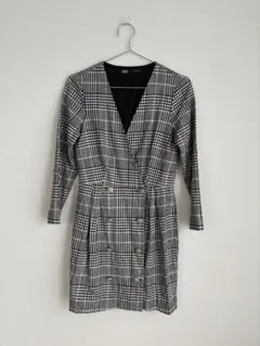 ZARA チェック柄 Vネック ミニワンピース