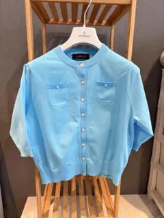 【美品】CABaN ファインポリエステル ハーフスリーブポケットカーディガン