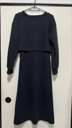 GU 2ピーススウェットワンピース 長袖 セットアップ ブラック Sサイズ