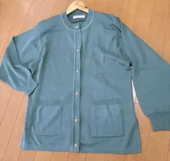 Lifenow クルーネック カーディガン 長袖 ブルーグリーン
