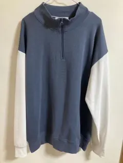 GLOWS BLUE. ハーフジップトレーナー L グレー/ホワイト