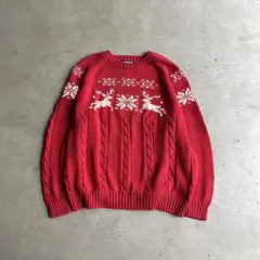 90s LAND'S END コットンニットセーター ラグラン