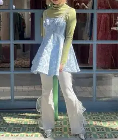 POPPY JACQUARD FLARE CAMI TUNIC パンツセット