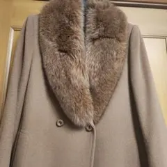 cojana ベージュ ダブルブレストファーコート