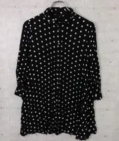 トレンド モード カジュアル ZARA WOMAN 古着 水玉柄 ロングシャツ