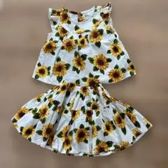 ひまわり柄 トップスとショートパンツセット 100cmのサムネイル