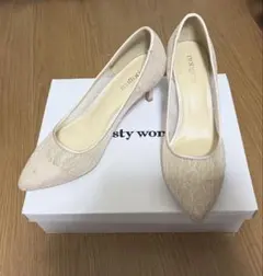mysty woman レースポインテッドトゥハイヒール