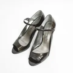 【新品未使用】銀座かねまつ パンプス ハイヒール オープントゥ エナメル 22