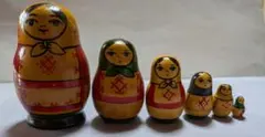 ロシア土産の木製マトリョーシカ 6個セットのサムネイル