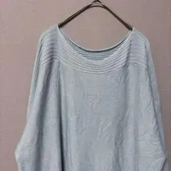 エウルキューブ　ドルマンスリーブニット(L L相当)ラメ入りミントブルーゆったり