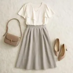 エスプリミュール フレアスリーブカットソー ホワイト 9R フリルデザイン