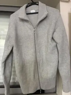 グレー ニットセーター ジッパー付き 長袖