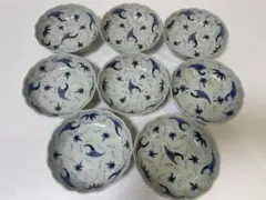 【現状品】古伊万里 染付 紅葉柄 小鉢 菓子器 アンティーク 時代物 8客 ② 現状品】古伊万里 染付 紅葉柄 小鉢 菓子器 アンティーク 時代物 8客