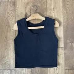 【S】MOUSSY 麻混　ブラックニットベストのサムネイル
