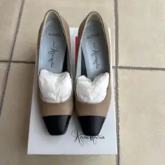 未使用 銀座かねまつ スレンダー バイカラーパンプス サイズ21.5