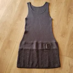 ニットワンピース　チュニック　レース