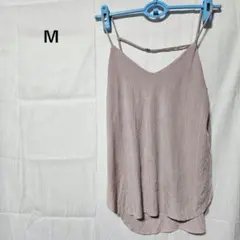 薄いピンク Vネック キャミソール トップス [Ｍ]