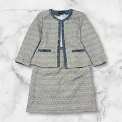 レディース セットアップ スーツ ツイード ノーカラー L セレモニー 入学式