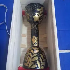 九谷焼 花瓶 一輪挿し 金色の葉模様の黒色陶器花瓶 - メルカリ