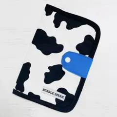 母子手帳ケース お薬手帳ケース　通帳ケース　牛柄　ネオンブルー