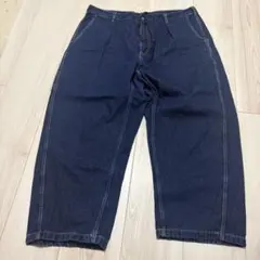 GUメンズ　デニムワイドカーブパンツ