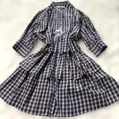 ♡新品♡LOWRYS FARM チェックフリルティアードワンピース　L シャツのサムネイル