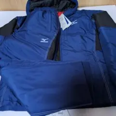 Mizuno 新品フード付きウィンドブレーカー 上下セットネイビーL サイズ