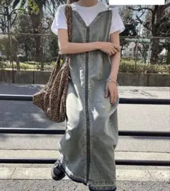 SHEIN シーイン FRIFUL デニムサロペット グレー