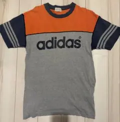 【希少・デサント製】90s アディダス ヴィンテージ 切替ロゴTシャツ 3本線のサムネイル