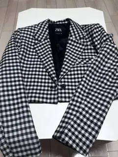 ZARA チェック柄 クロップドジャケット