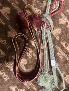 帯締め 2本セット 赤系 グリーン系 丸組 和装小物