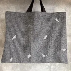 レッスンバック 恐竜 ダークグレー ハンドメイド 絵本バック 入園 入学