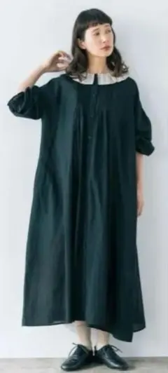 新品サマンサモスモスKazumiフリルカラーワンピース黒タグ付き