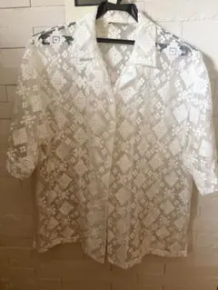 Spick and Span ジャガードレースハーフスリーブシャツ 開襟シャツ
