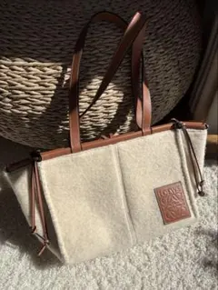 【極美品・希少】LOEWE ロエベ クッショントート ウール×レザー A4収納可
