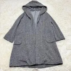 7825 良品✨チャオパニック ロング丈ニットコート ライトアウター グレー