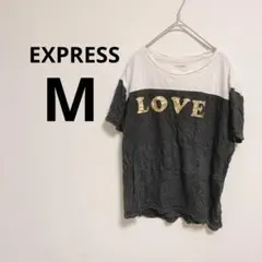 一点限り✨EXPRESS 【 M】半袖Tシャツ LOVE ダークグレー　白
