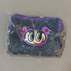 【匿名配送】 エンジェルブルー デニム風刺繍ポーチ パープル ナカムラくん