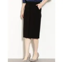 【グリーンレーベルリラクシング】ダブルクロス ポケット タイト スカートブラック