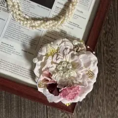 パールコサージュ　P05 入学式　卒業式　ホワイト　結婚式　2way　髪飾り