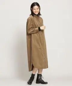 新品未使用◆ナノユニバース コーデュロイ シャツワンピース ベージュ 縦S 横M