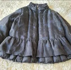 期間限定価格 ダークグレー フリル付きダウンジャケット