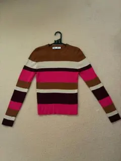 ストライプ リブ編み 長袖ニット　ZARA