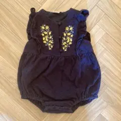 プティマイン　レモン柄　ベビー　ロンパース