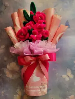 ピンクの花束 　お部屋のお飾りに　プレゼント　モールでのハンドメイド作品