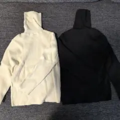 リブ編みタートルネック 2色セット 白黒　キッズ　100