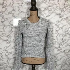 H&M／リプ編みコットンニットセーターハイウエスト　黒×白【Sサイズ】