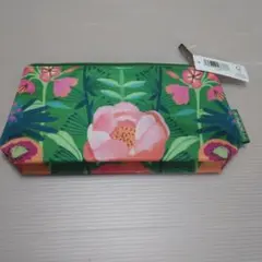 クリニーク ノベルティポーチ フラワー柄・ピンクグリーン 未使用・新品